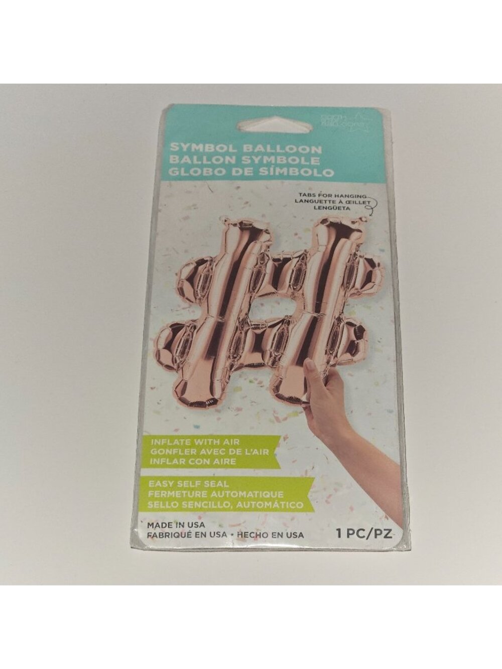 NEW 1 Rose Gold Foil Balloon Symbol Hashtag Number Pound Sign 11.5x13.5 Wedding